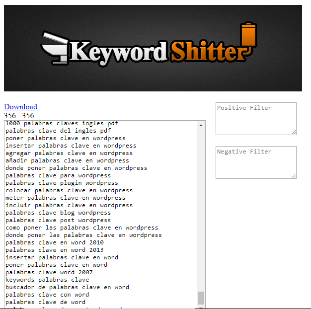 herramientas de palabras clave keyword shitter