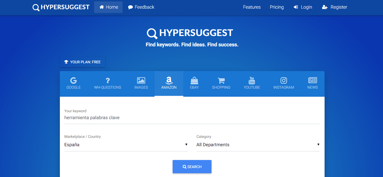 herramientas de palabras clave hypersuggest