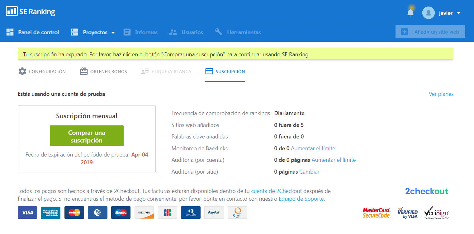 SE Ranking discount code coupon Descuento cupon paso1