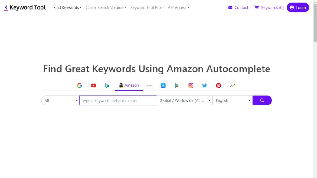 KeywordTool para Seo en Amazon